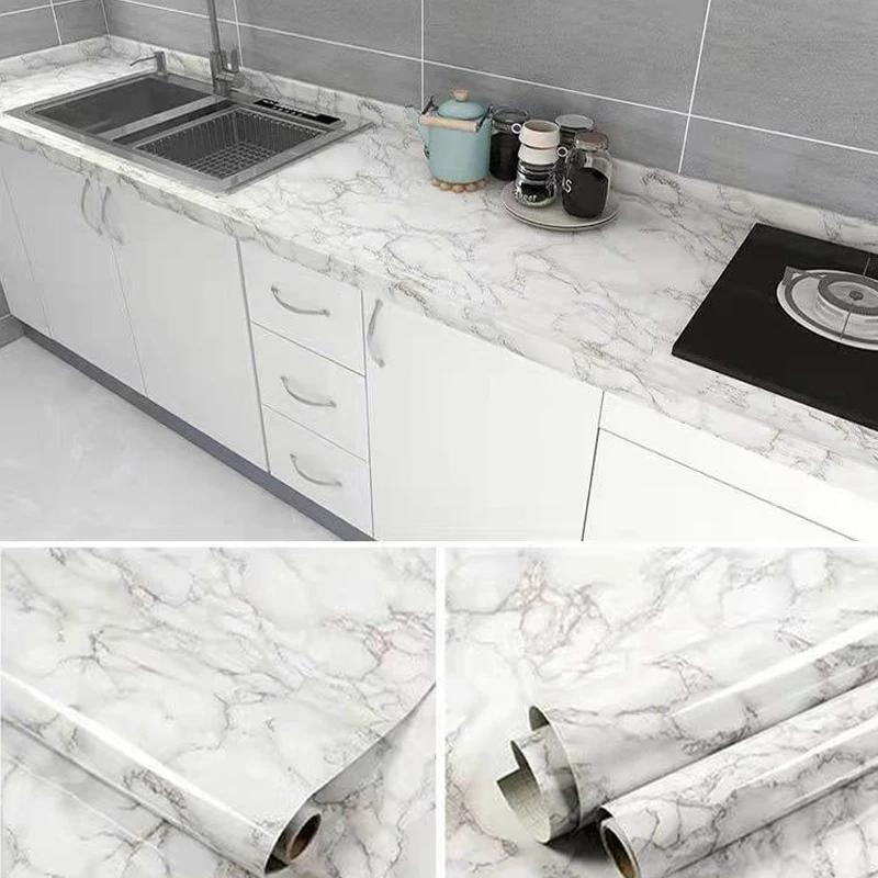 WOKHOME Серый Мраморный винил самоклеящаяся настенная бумага DIY декоративная пленка