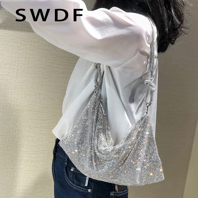 Handle Rhinestones Evening Clutch Bag silver Shiny Crystal Dinner Party Wedding Purses and Handbag Luxury Designer Shoulder Bag
Handle Rhinestones Evening Clutch Bag silver Shiny Crystal Dinner Party Wedding Purses and Handbag Luxury Designer Shoulder Bag