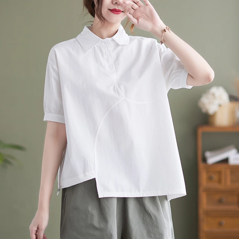 2022 Summer New Irregular Shirt Women's Solid Color Casual Loose Lapel Pullover Shirt Fashion
2022 Summer New Irregular Shirt Women's Solid Color Casual Loose Lapel Pullover Shirt Fashion