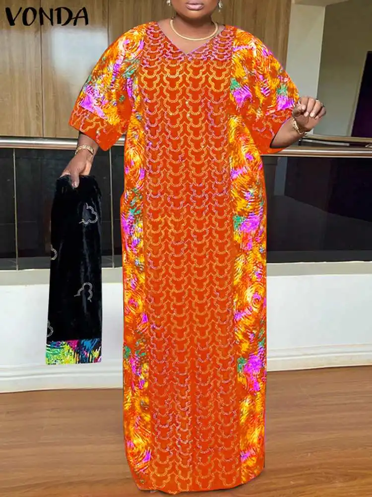 Elegant Maxi Long Dress 2024 VONDA Women Summer Dress Sexy 3/4 Sleeve Vintage Printed Sundress Sexy V-neck Casual Kaftan Vestido
Elegant Maxi Long Dress 2024 VONDA Women Summer Dress Sexy 3/4 Sleeve Vintage Printed Sundress Sexy V-neck Casual Kaftan Vestido