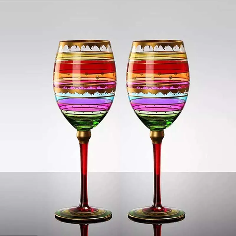 

2 шт. креативные хрустальные бокалы для красного вина без свинца бокалы ручной работы разноцветные бокалы для шампанского бокалы для дома бара Свадебная вечеринка посуда для напитков
