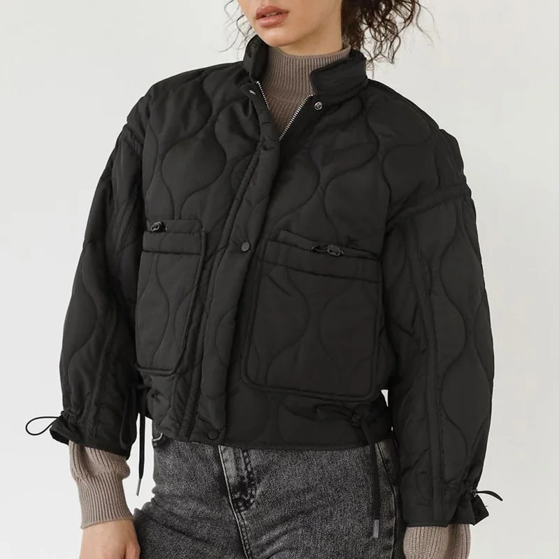 2023 Autumn Parkas Women Fashion Drawstring Short Coats Women Elegant Stand Collar Cotton Jackets Female Ladies Winter Coat
2023 Autumn Parkas Women Fashion Drawstring Short Coats Women Elegant Stand Collar Cotton Jackets Female Ladies Winter Coat
