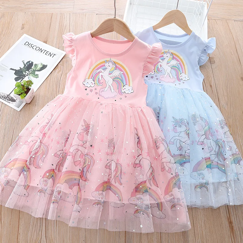 Girls Clothes 2022 New Summer Princess Dresses Flying Sleeve Kids Dress Unicorn Party Dresses Children Clothing 3-7y 
Girls Clothes 2022 New Summer Princess Dresses Flying Sleeve Kids Dress Unicorn Party Dresses Children Clothing 3-7y