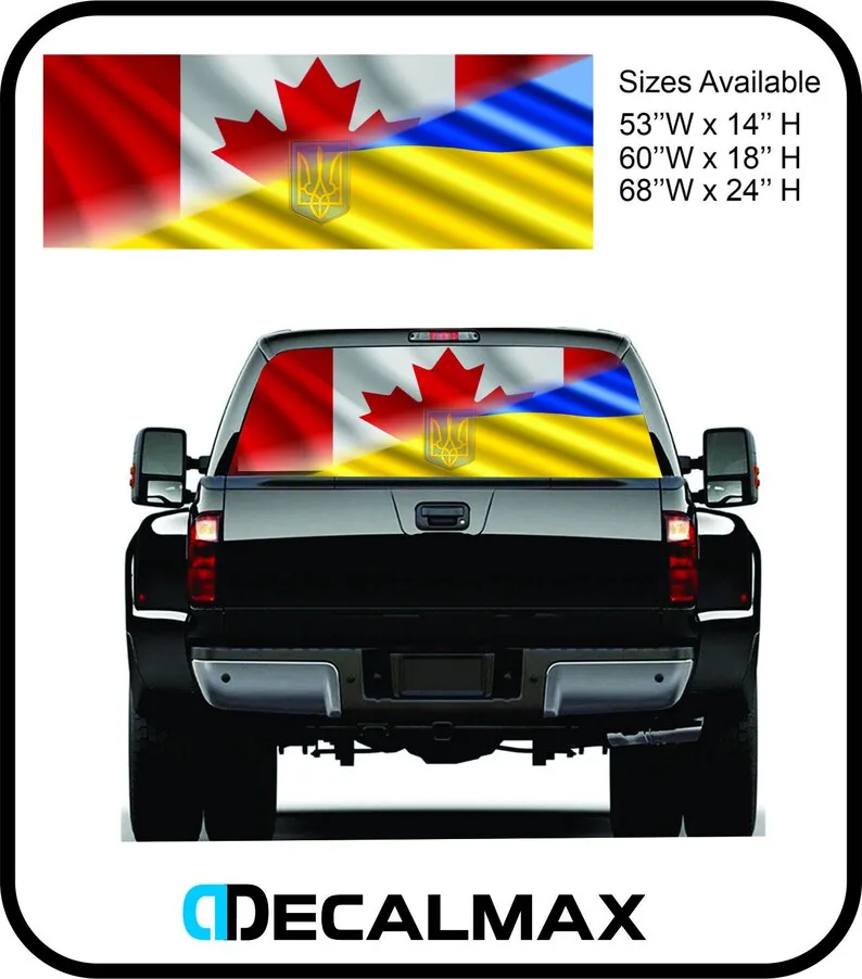 Canadian & Ukraine Flag Rear Window Graphic Decal Truck SUV Van Car Vinyl Custom
Canadian & Ukraine Flag Rear Window Graphic Decal Truck SUV Van Car Vinyl Custom