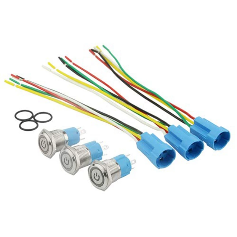 3Sets 16Mm Metal Latching Push Button Switch Self-Locking 12V DC On Off Stainless Steel Flat Head With Wire Socket Plug
3Sets 16Mm Metal Latching Push Button Switch Self-Locking 12V DC On Off Stainless Steel Flat Head With Wire Socket Plug