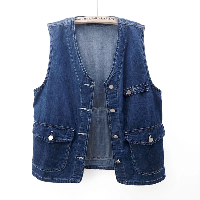 Dark Blue Denim Vest Women Waistcoat Loose Mid Long Cowboy Sleeveless Jacket Spring Summer V Neck Big Pocket Jeans Vests Female
Dark Blue Denim Vest Women Waistcoat Loose Mid Long Cowboy Sleeveless Jacket Spring Summer V Neck Big Pocket Jeans Vests Female
