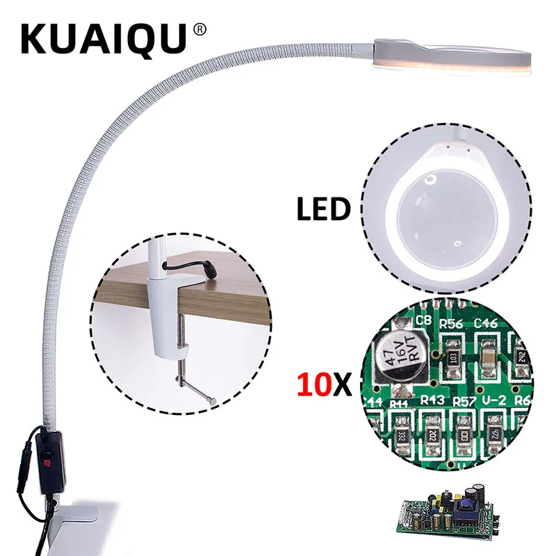 High Quality 8X 10X Desk Large Clip LED Magnifying Glass Illuminated Magnifier Lamp Loupe Reading Rework Soldering Lengthen Arms
High Quality 8X 10X Desk Large Clip LED Magnifying Glass Illuminated Magnifier Lamp Loupe Reading Rework Soldering Lengthen Arms