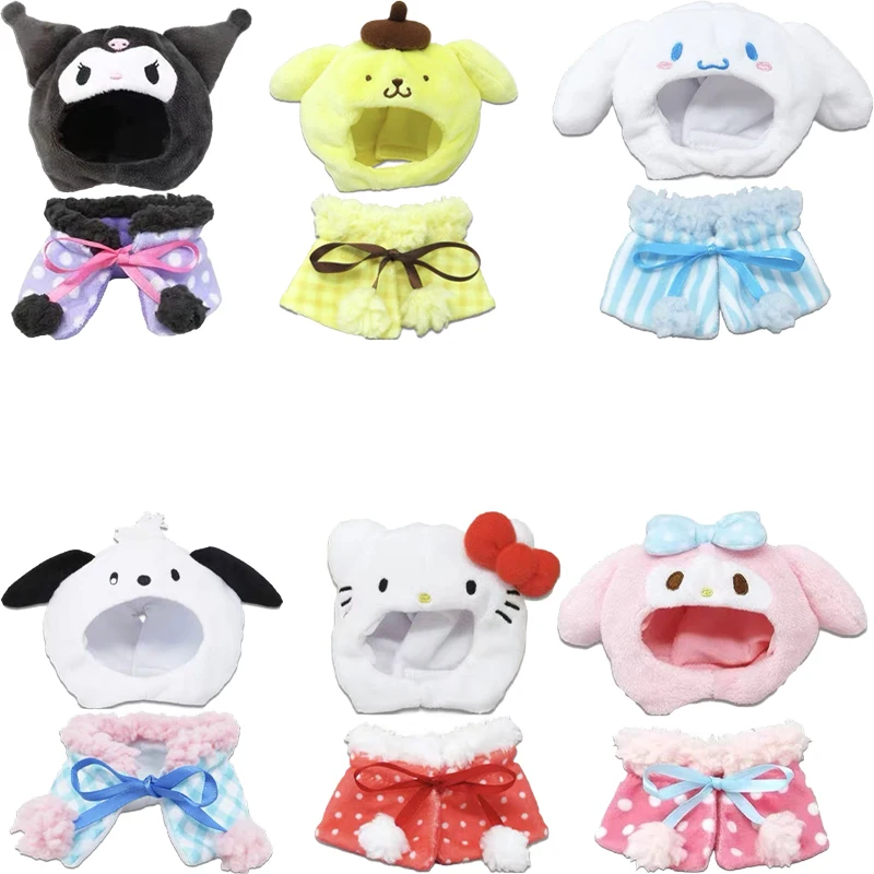 

9 см Sanrios Kawaii Мультфильм Kuromi Cinnamoroll Hello Kittys My Melody милая накидка головной убор одежда Плюшевая Кукла костюм кулон