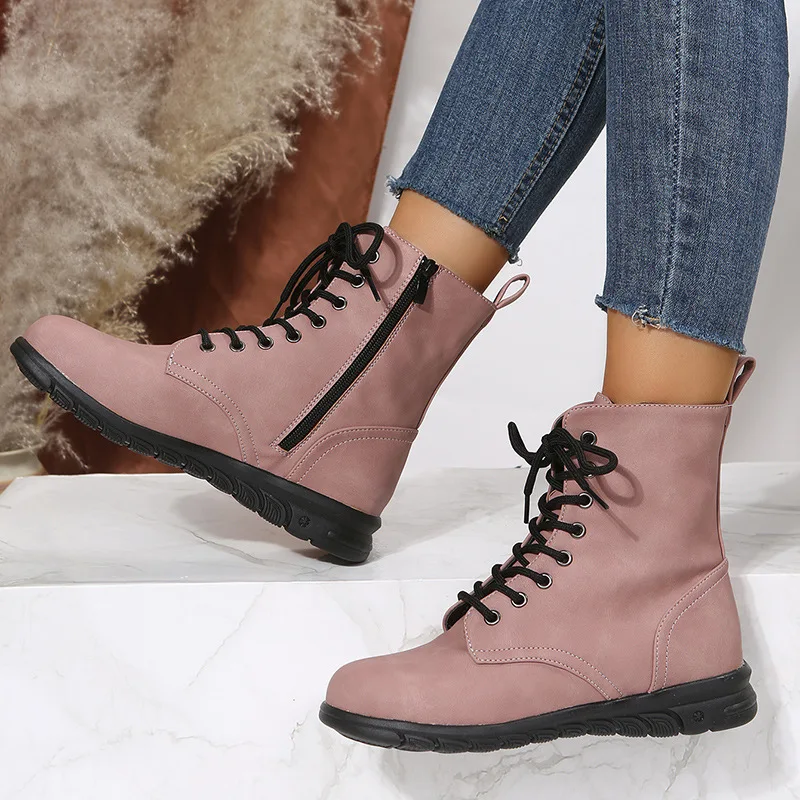 Women 2023 Ankle Boots Female Round Toe Lace Up Motorcycle Boots Autumn Winter Shoes Ladies Punk Booties Mujer Plus Size 35-43
Women 2023 Ankle Boots Female Round Toe Lace Up Motorcycle Boots Autumn Winter Shoes Ladies Punk Booties Mujer Plus Size 35-43