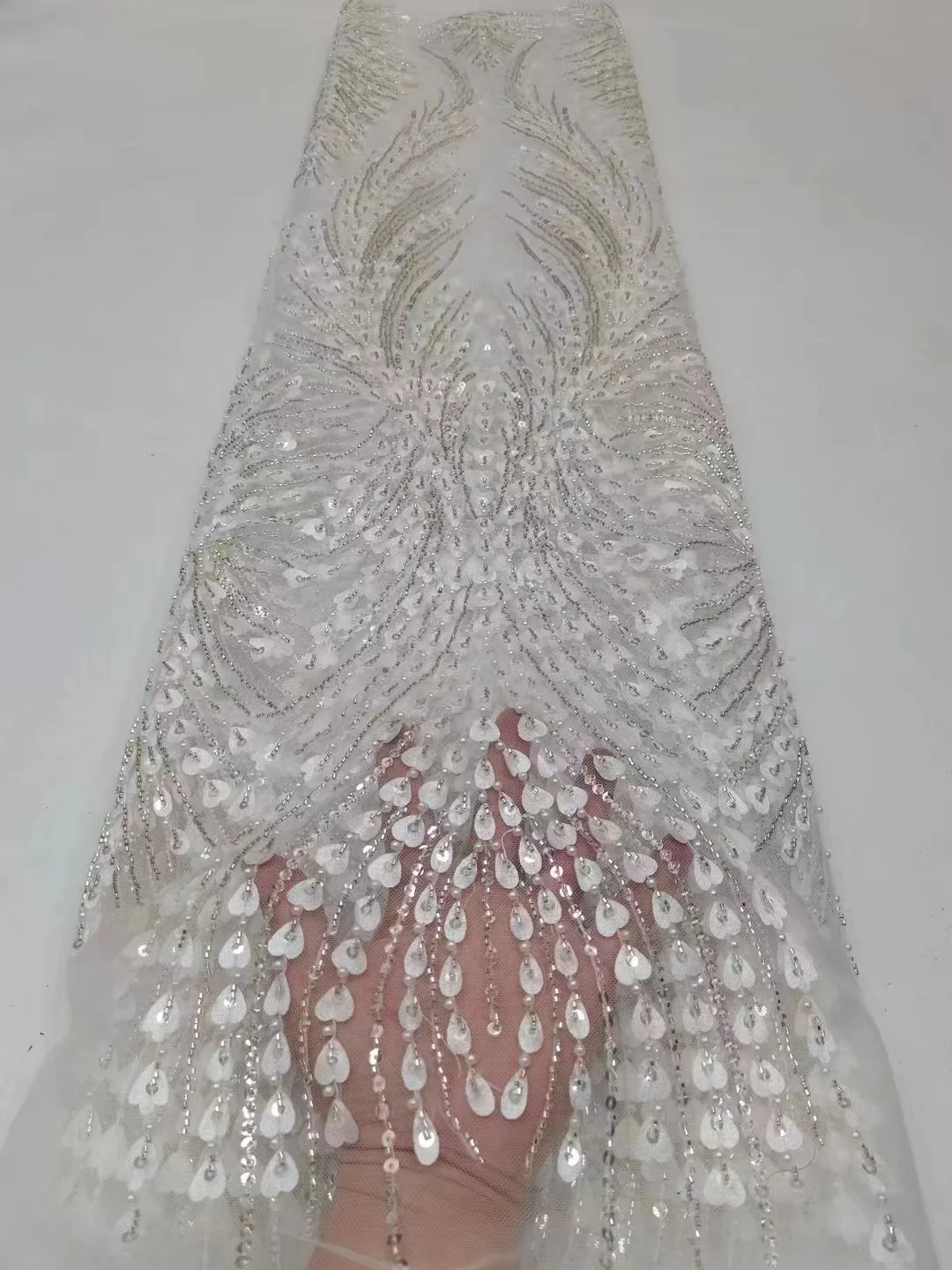 White African Groom Lace Fabric 5 Yards High Quality Sequins Lace French Nigerian Wedding Sewing Lace Materia Dresses PL399-7
White African Groom Lace Fabric 5 Yards High Quality Sequins Lace French Nigerian Wedding Sewing Lace Materia Dresses PL399-7