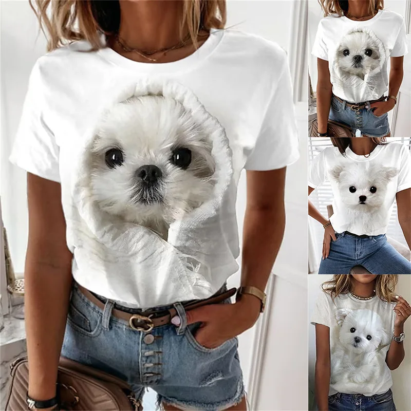 Женская футболка с коротким рукавом и круглым вырезом, с принтом животного
Женская футболка с коротким рукавом и круглым вырезом, с принтом животного