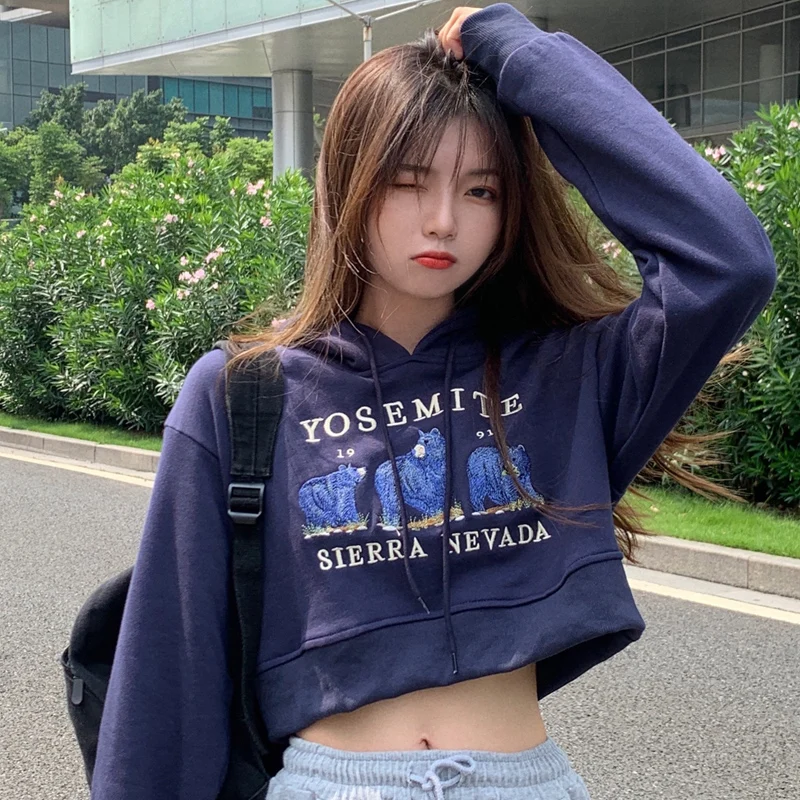 Women Casual Streetwear Sweatshirt Hoodie Crop Top Jumper Pullover Cartoon Embroidery Short Loose Sweatshirt Blue Shirt
Women Casual Streetwear Sweatshirt Hoodie Crop Top Jumper Pullover Cartoon Embroidery Short Loose Sweatshirt Blue Shirt
