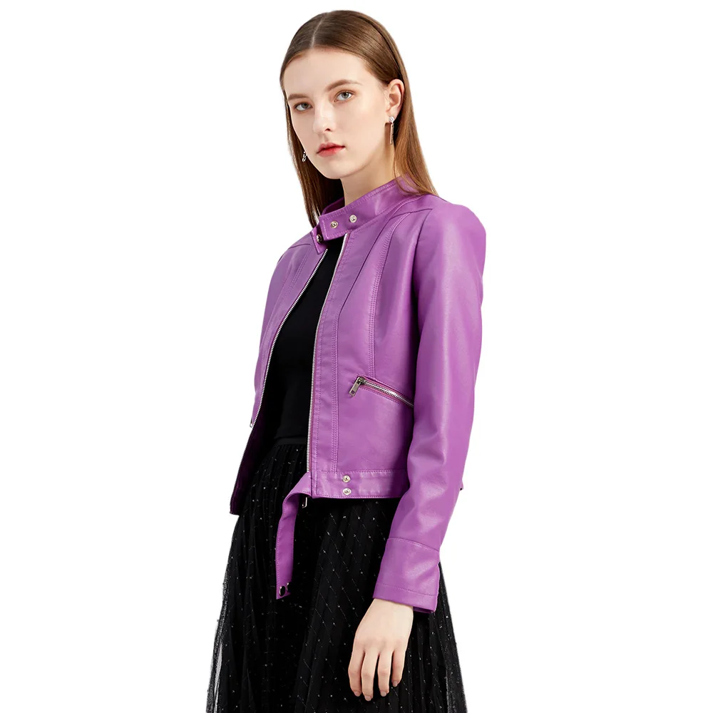 Women's Leather Short Coat Spring Autumn Stand Collar Ladies Leather Jacket S-XXXL
Women's Leather Short Coat Spring Autumn Stand Collar Ladies Leather Jacket S-XXXL
