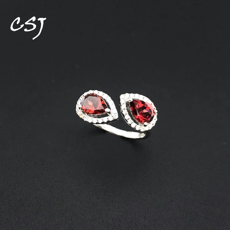 CSJ Natural Garnet Adjustable Ring Sterling 925 Silver Gemstone 5*7mm for Women Birthday Party Gift
CSJ Natural Garnet Adjustable Ring Sterling 925 Silver Gemstone 5*7mm for Women Birthday Party Gift
