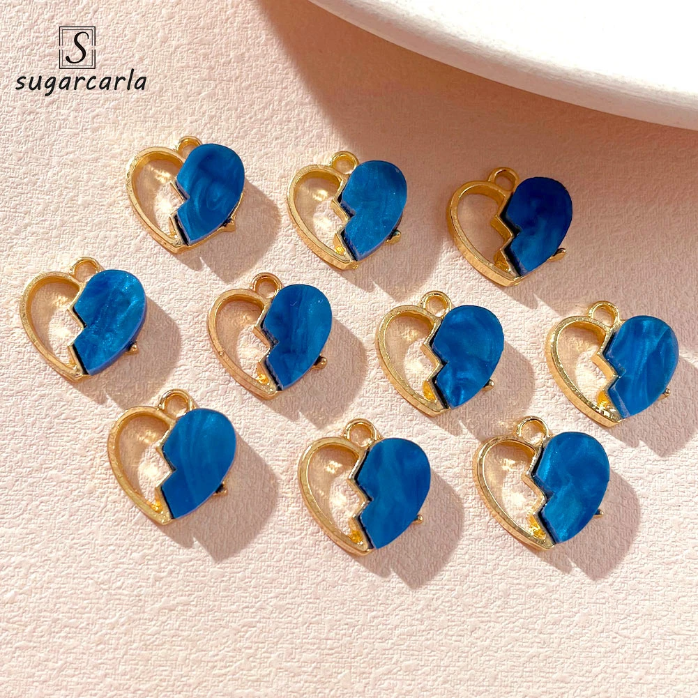 10 шт. 14*14 мм Разноцветные Акриловые Сердца Полые Подвески Сердце разрыв шармы DIY браслет серьги ожерелье ювелирные изделия аксессуары