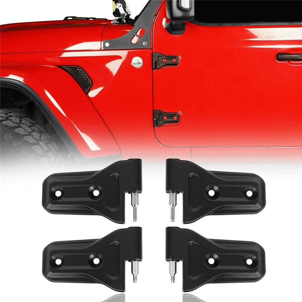 

4PCS Black Door Side Hinge Kit Left & Right Heavy Duty Door Hinges For Jeep Wrangler JL JT 2018-2022