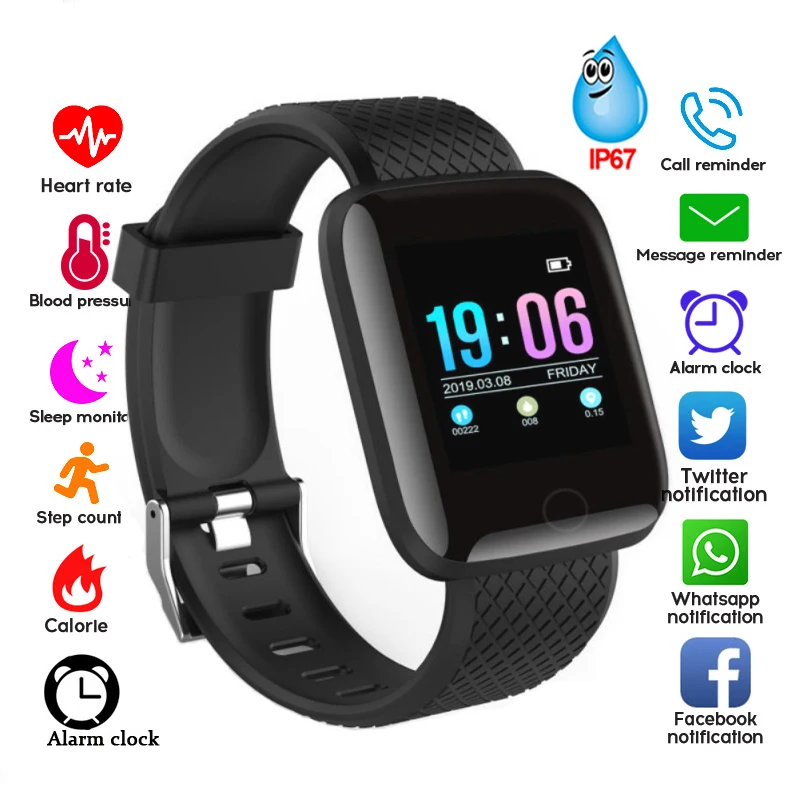 Relogio Smart Watch Men Women 116 Plus Blood Pressure Monitor Waterproof Tracker Bracelet Heart Rate Smartwatch For Android IOS
Relogio Smart Watch Men Women 116 Plus Blood Pressure Monitor Waterproof Tracker Bracelet Heart Rate Smartwatch For Android IOS