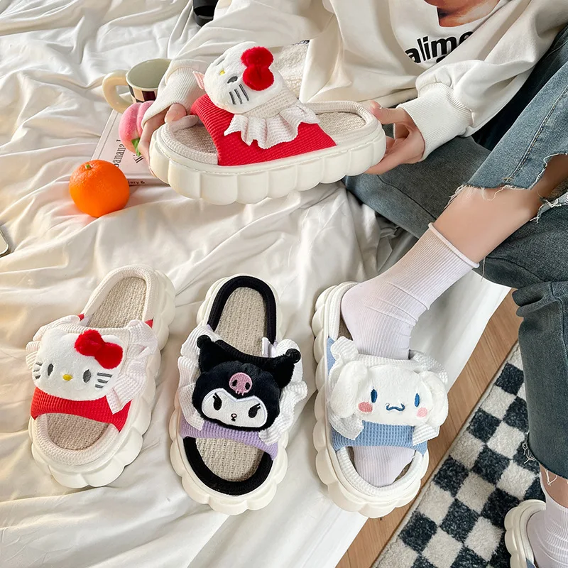Hello Kitty Kuromi Cotton Linen Slippers Anime Kawaii Cinnamoroll Anti-Skid Home Slides for Women Cartoon Soft Shoes Footwear
Hello Kitty Kuromi Cotton Linen Slippers Anime Kawaii Cinnamoroll Anti-Skid Home Slides for Women Cartoon Soft Shoes Footwear