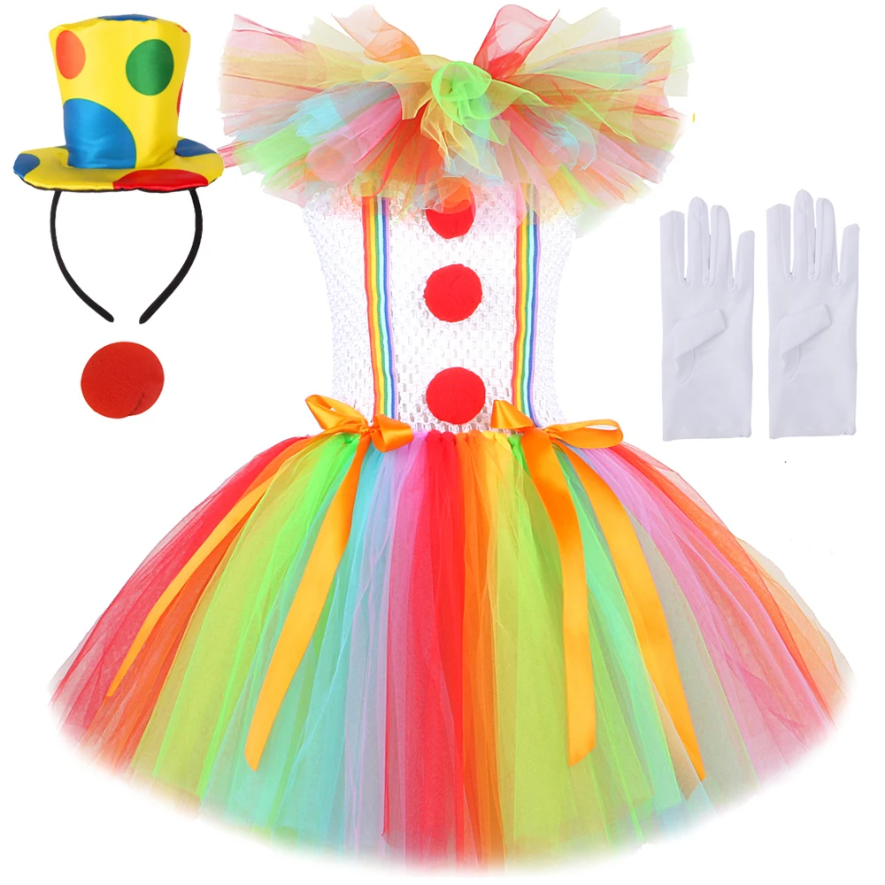 

Радужные костюмы Pennywise для девочек, карнавальное платье-пачка на Хэллоуин для детей, костюм Джокера для косплея, детская одежда для дня рожд...