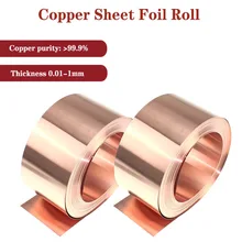 99.9% T2 Copper Sheet Roll Pure Copper Strip Ultra-thin Cu Metal Foil Plate Thickness 0.01-1mm x 20-200mm x1000mm