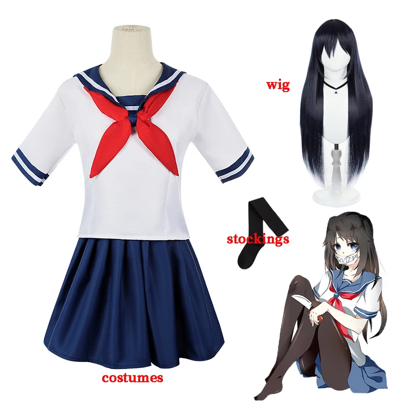 Anime Yandere Simulator Ayano Aishi Cosplay Costumes Wig Women Girl School JK Uniform Sailor Shirt Skirt Dresses Student Clothes
Anime Yandere Simulator Ayano Aishi Cosplay Costumes Wig Women Girl School JK Uniform Sailor Shirt Skirt Dresses Student Clothes