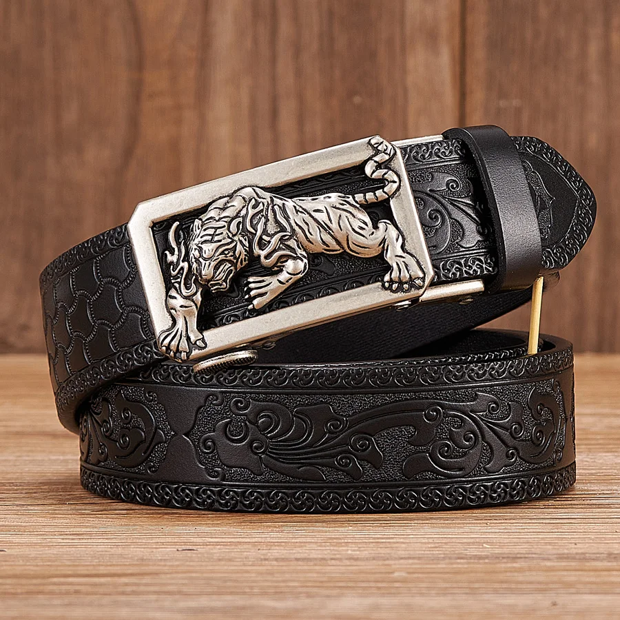 Fashion Tigger Buckle with Tang Grass Pattern Leather Belt for Men Work of Art Belt Automatic Buckle Business Belt
Fashion Tigger Buckle with Tang Grass Pattern Leather Belt for Men Work of Art Belt Automatic Buckle Business Belt