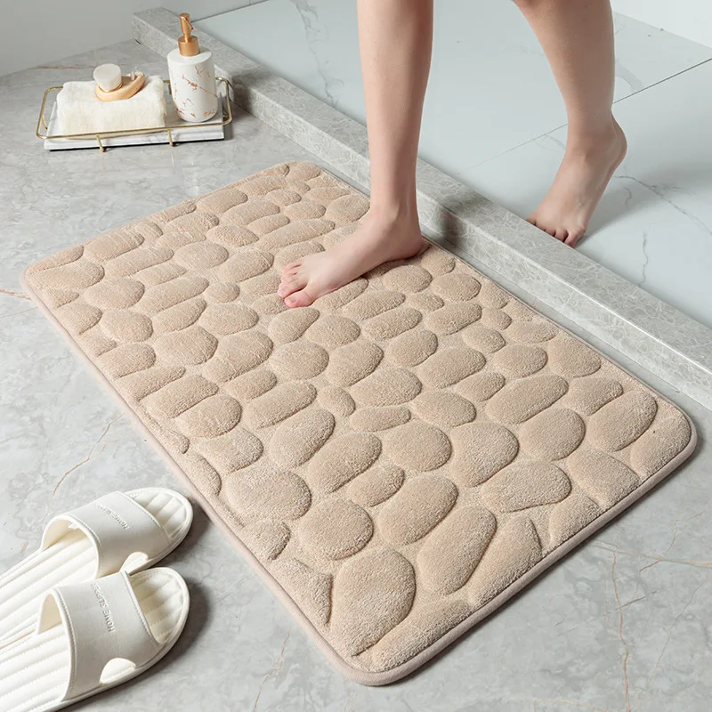 

Anti-Slip Bath Mat Cobblestone Embossed Carpet Absorbent Floor Rug 50*80cm Memory Foam Pad For Bathroom/Toilet Entrance Door Mat