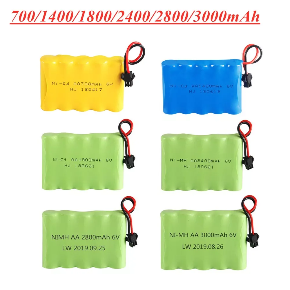 

700mAh/1400mAh/1800mAh/2400mAh/2800mAh/3000mAh Ni-MH Battery for Rc Toys Cars Tanks Robots Boats AA 6V NiCD Battery Pack