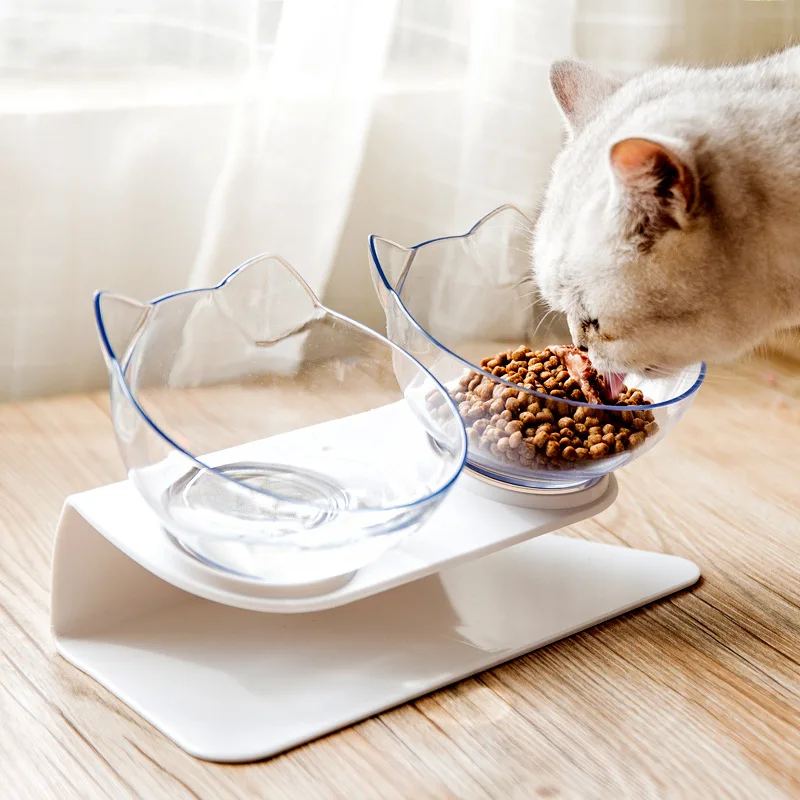 

Cats Pet Pet Feeding Kitten Double Bowl Supplies Stand Inclination Cat Food With Bowl Dog Bowl Water Non-slip Feed Bowls Feeder