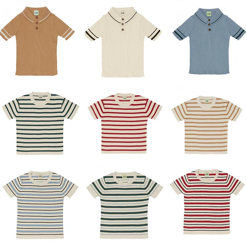 2022 New Summer FUB Brand Kids Girls Boys T-shirt Short Sleeve Striped Tees Cotton Knit Tops Quality Fashion Children Outfits
2022 New Summer FUB Brand Kids Girls Boys T-shirt Short Sleeve Striped Tees Cotton Knit Tops Quality Fashion Children Outfits