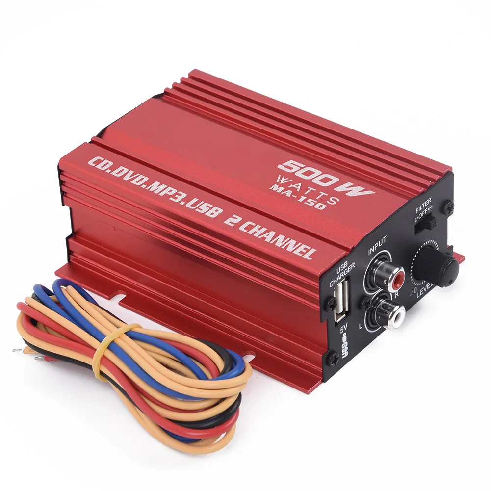12V Cable 500W Audio Amplifier 2 Channels Hi-Fi Stereo Amplifier Amp Subwoofer USB Port Mp3 Mp4 Aluminum Alloy 20Hz~20KHz
12V Cable 500W Audio Amplifier 2 Channels Hi-Fi Stereo Amplifier Amp Subwoofer USB Port Mp3 Mp4 Aluminum Alloy 20Hz~20KHz