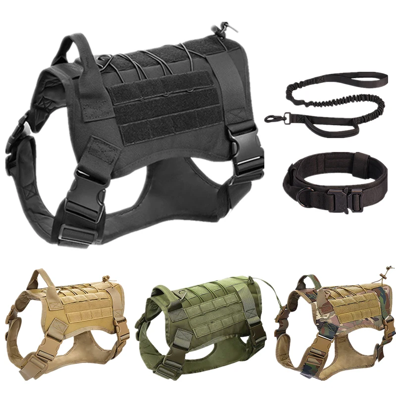 Tactical Vest Dog Harness Collar Leash Set Nylon Adjustable Military Training Outdoor Hunting Lead Molle Small Medium Big Dogs
Tactical Vest Dog Harness Collar Leash Set Nylon Adjustable Military Training Outdoor Hunting Lead Molle Small Medium Big Dogs