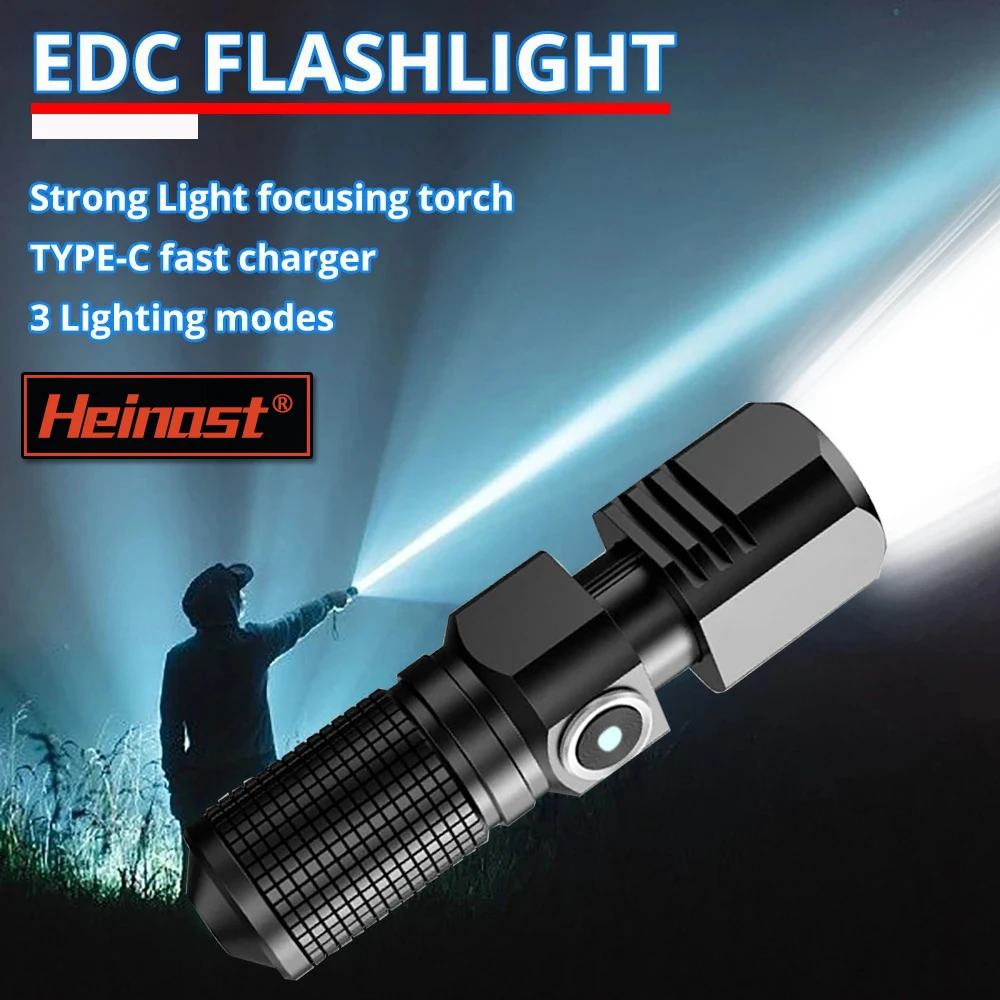 

EDC Powerful Led Flashlight 3 Modes Usb Rechargeable Flash Light MINI Torch Lamp Flashlights for Camping,fish with One Click