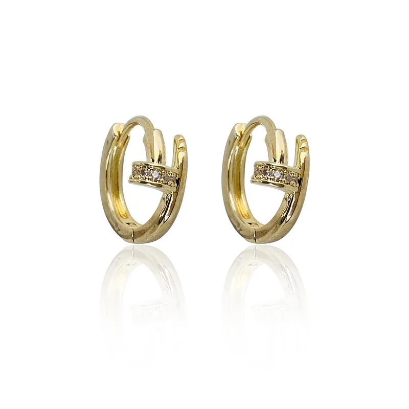 

5 Pairs, Metal Copper Geometric Temperamental Earrings Stylish Metalic Gold Color Small Hoop Earrings