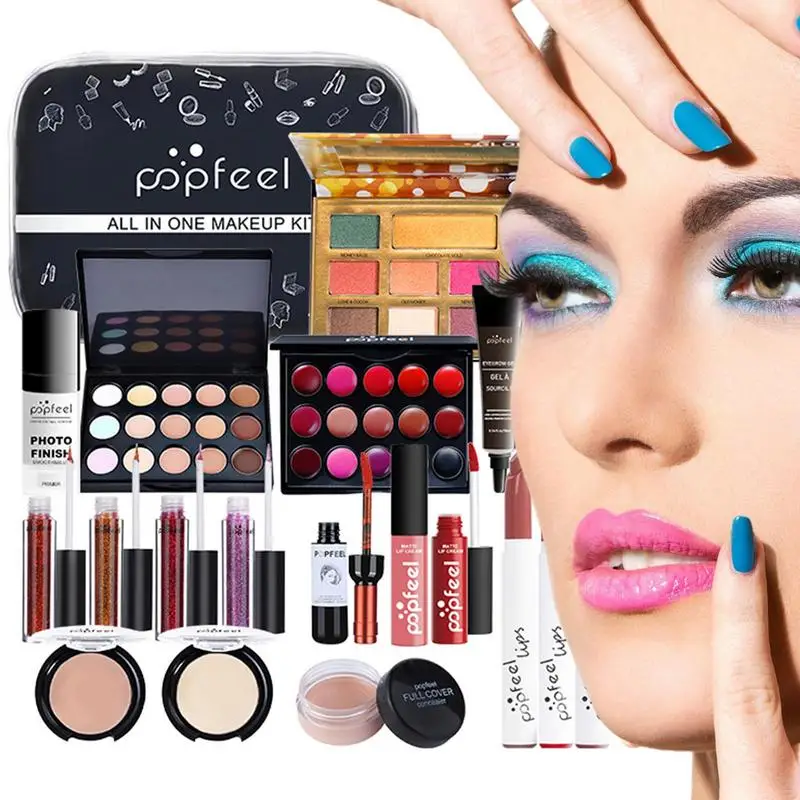 Full Professional Makeup Kits 27Pcs All-In-One Complete Makeup Box Makeup Case Eyeshadow/Lipgloss/Concealer Cosmetic Bag
Full Professional Makeup Kits 27Pcs All-In-One Complete Makeup Box Makeup Case Eyeshadow/Lipgloss/Concealer Cosmetic Bag