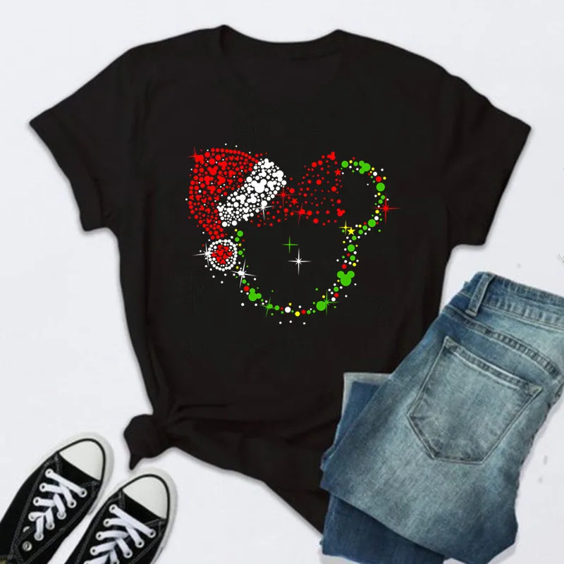 New Minnie Christmas Hat Print T-shirts for Women Fashion Christmas T Shirt Streetwear Female Clothes Kawaii Disney T Shirt Gift
New Minnie Christmas Hat Print T-shirts for Women Fashion Christmas T Shirt Streetwear Female Clothes Kawaii Disney T Shirt Gift