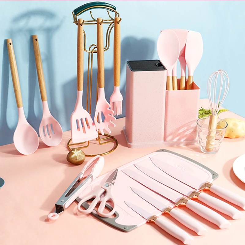 Pink Silicone Cooking Utensils Set Non-Stick Spatula Shovel Soup Spoon Cooking Tools Set BPA Free Kitchen Tool Accessories
Pink Silicone Cooking Utensils Set Non-Stick Spatula Shovel Soup Spoon Cooking Tools Set BPA Free Kitchen Tool Accessories