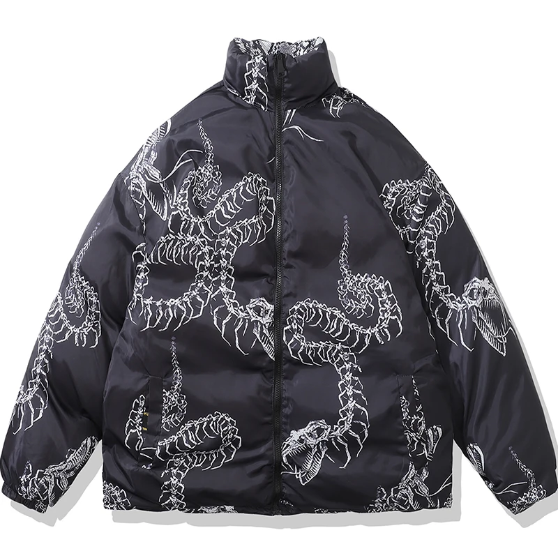 Men Reversible Puffer Parka Winter New Streetwear Snake Print Trend Hip Hop Thick Coats Oversized Baggy Outdoor Padded Jacket
Men Reversible Puffer Parka Winter New Streetwear Snake Print Trend Hip Hop Thick Coats Oversized Baggy Outdoor Padded Jacket