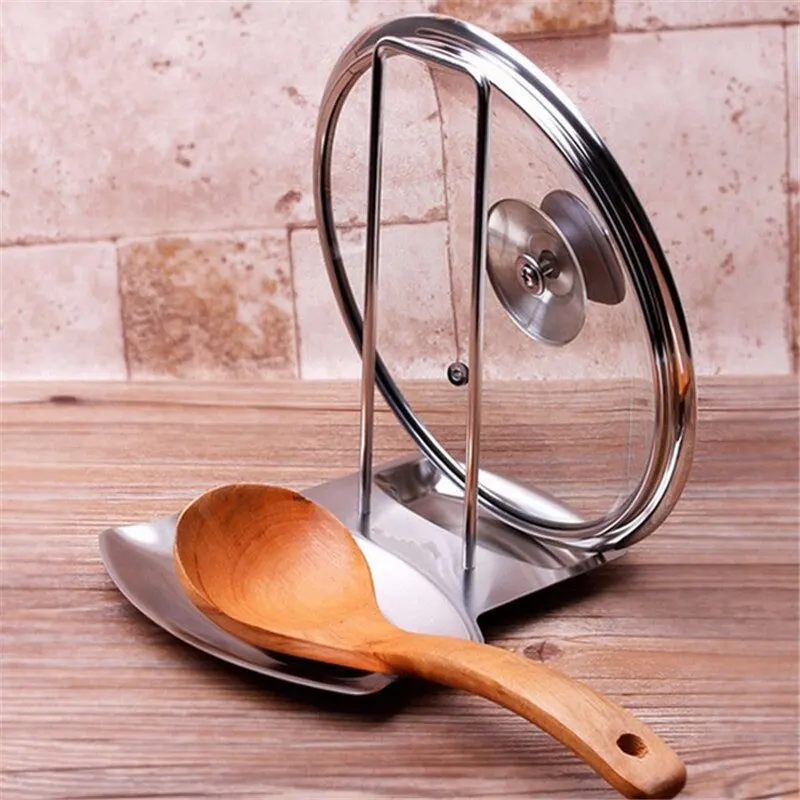 

Useful New Stainless Steel Pan Pot Rack Cover Lid Rest Stand Spoon Holder Home Applicance The Goods For Kitchen Accessories