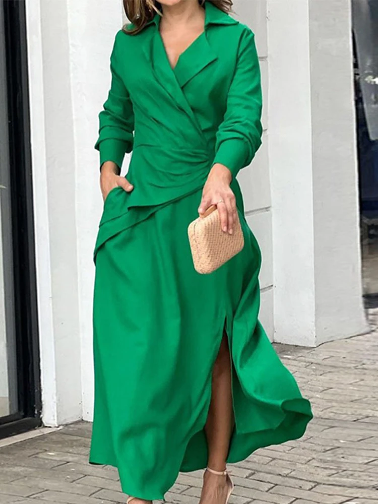 Зеленое платье-макси, женское элегантное модное платье с длинным рукавом и карманами, однотонное плиссированное платье, женское повседневв...
Зеленое платье-макси, женское элегантное модное платье с длинным рукавом и карманами, однотонное плиссированное платье, женское повседневв...