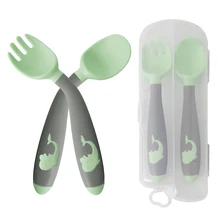 Baby Silicone Spoon Utensils Set Training Feeding Spoons for Children Kids Bendable Soft Fork Spoon Infant Tableware