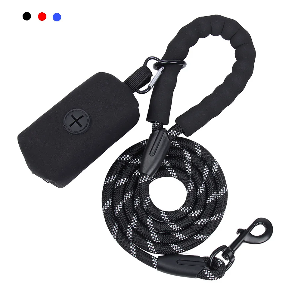 

Durable Dog Leash With Poop Bag Dispenser Strong Reflective Pet Rope Walking Training Round Leash Belt For Dogs Cats Pet Ropes