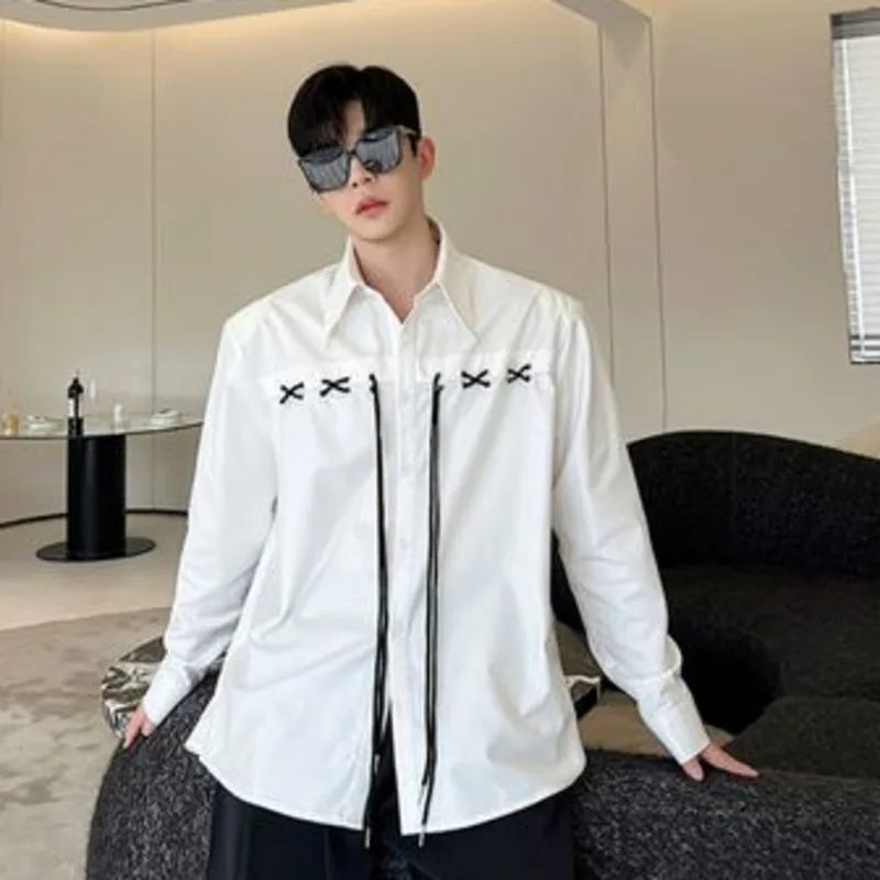 SYUHGFA Casual Men's Shirt Laple Long Sleeve Korean Fashion Male Lace-up Shirts Temperament Niche Design Top Spring Tide
SYUHGFA Casual Men's Shirt Laple Long Sleeve Korean Fashion Male Lace-up Shirts Temperament Niche Design Top Spring Tide