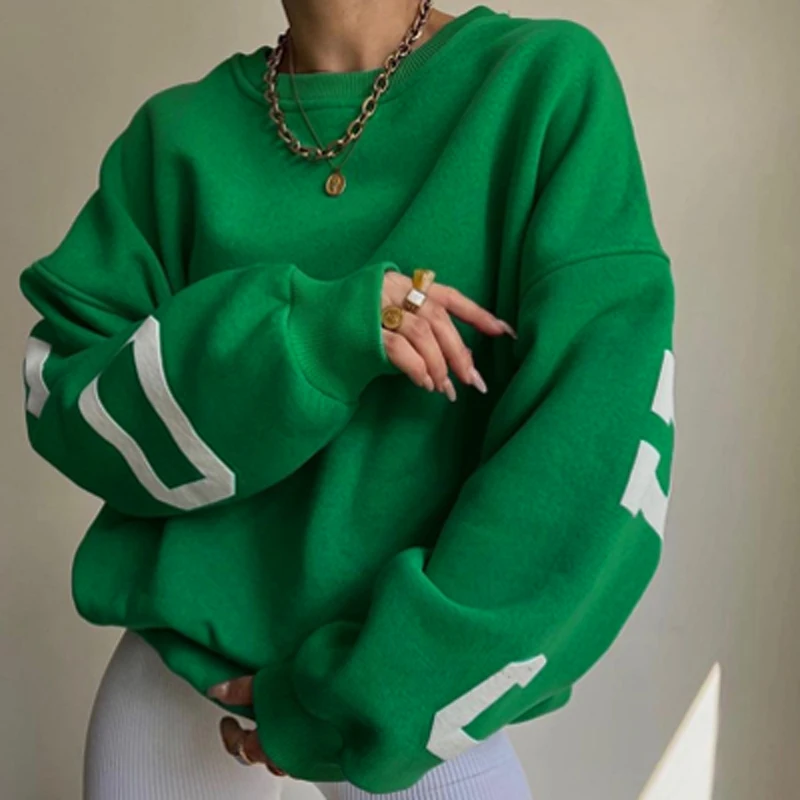 Autumn Winter Casual Thick Sweatshirts 2022 Women Elegant Crew Neck Loose Pullover Hoodie Fashion Letter Print Long Sleeve Tops
Autumn Winter Casual Thick Sweatshirts 2022 Women Elegant Crew Neck Loose Pullover Hoodie Fashion Letter Print Long Sleeve Tops