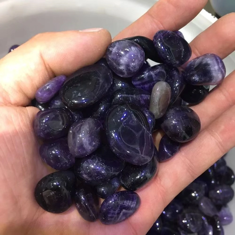 Natural Amethyst Tumbled Stone Polished Crystal Gravel Stones 
Natural Amethyst Tumbled Stone Polished Crystal Gravel Stones