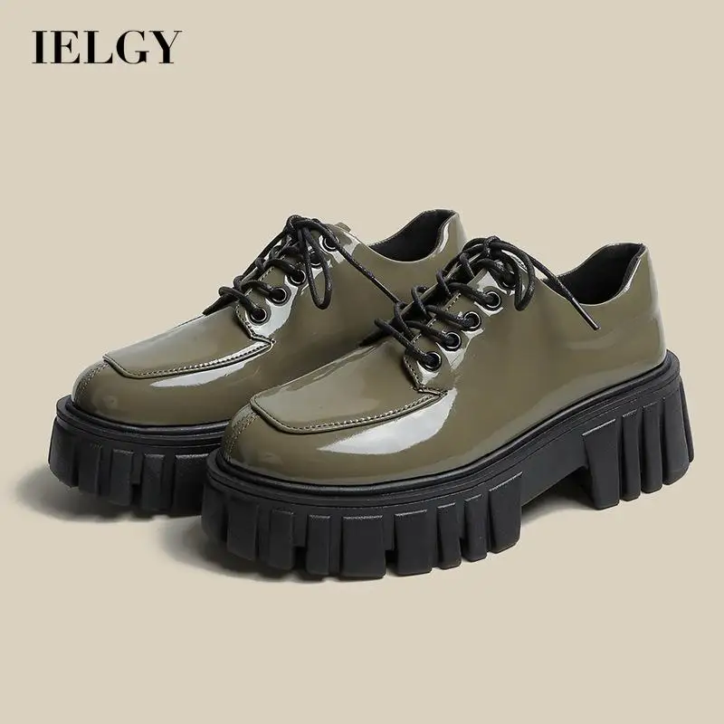 IELGY British style lace-up small leather shoes women casual thick-soled round head shiny surface
IELGY British style lace-up small leather shoes women casual thick-soled round head shiny surface