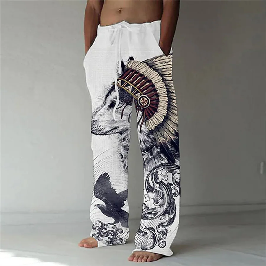 Men's Straight Trousers Animal Graphics Wolf 3D Printed Elastic Drawstring Design Front Pocket Pants Beach Pants
Men's Straight Trousers Animal Graphics Wolf 3D Printed Elastic Drawstring Design Front Pocket Pants Beach Pants