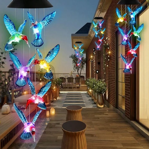 Hummingbird, солнечная ветряная лампа, светодиодная лампа, водонепроницаемая, автоматическая меняющая цвет для дома и сада, подарок на Рождество