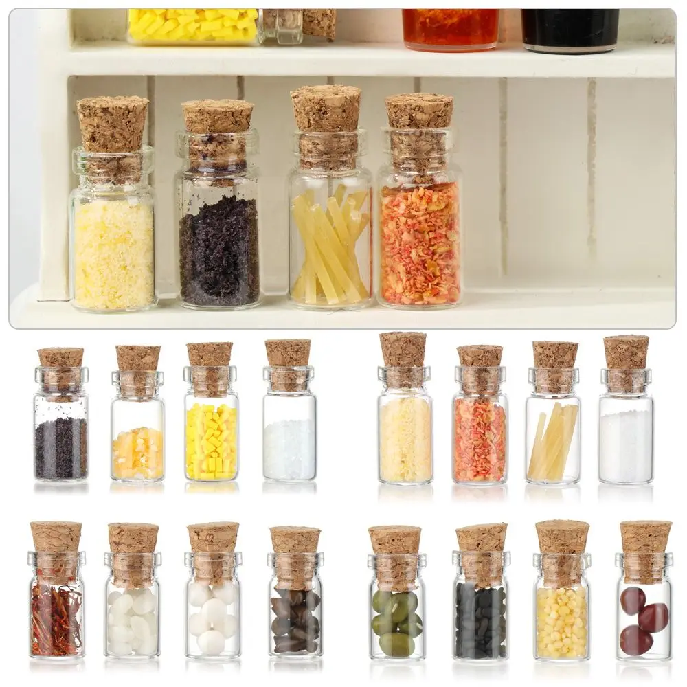 

Glass Vial Food Toys Scene Model Mini Seasoning Jar Dollhouse Kitchen Toy Miniature Spice Bottle Dolls Accessories