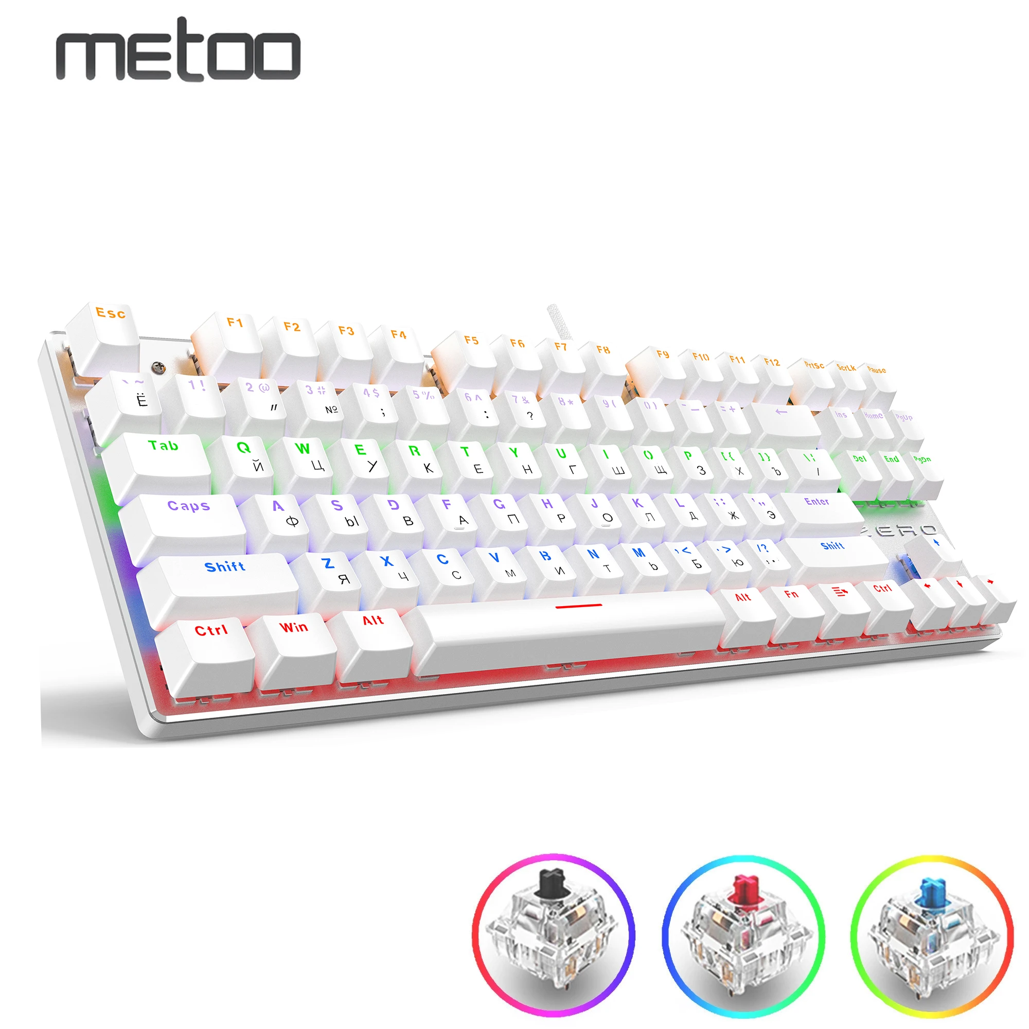 Metoo Mechanical Keyboard wired 104/87 Keys Gaming keyboard with LED Backlit Black Red Blue Switch For PC/Laptop gamer
Metoo Mechanical Keyboard wired 104/87 Keys Gaming keyboard with LED Backlit Black Red Blue Switch For PC/Laptop gamer